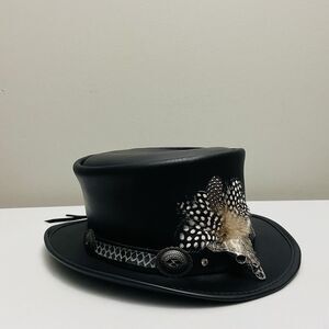 Marlow True Grit Womens Leather Top Hat w/ True Grit Band Black 7-7 1/8 Size M